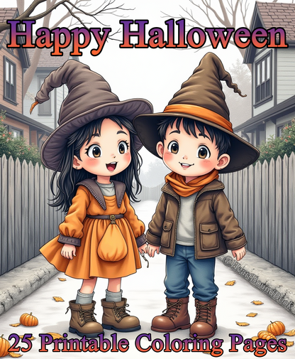 25 Halloween Coloring Pages for Ages 5-7 [Digital Download Product]