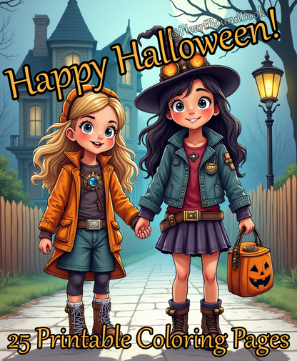 25 Halloween Coloring Pages for Girls Ages 7-9 [Digital Download Product]