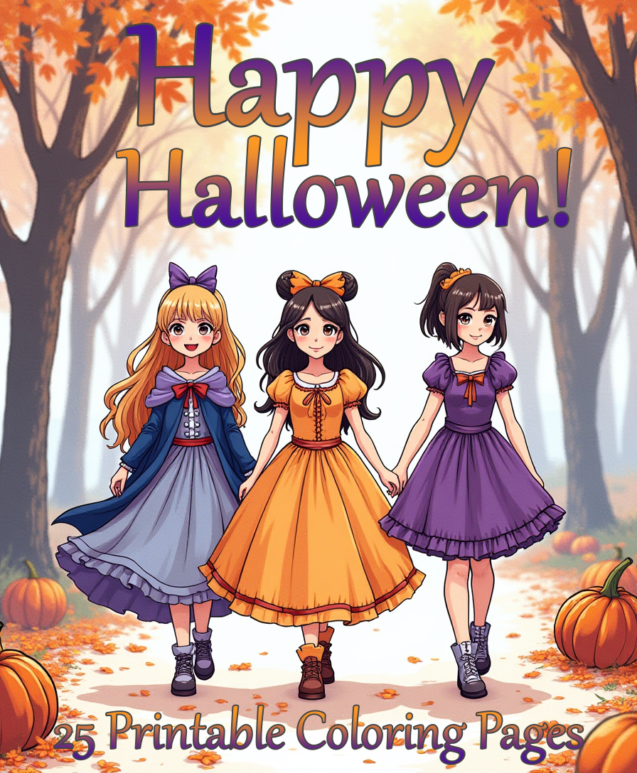 25 Halloween Coloring Pages for Girls Ages 8-12 [Digital Download Product]